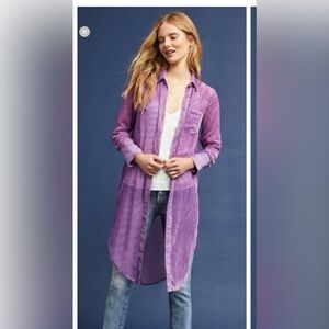 Anthropologie/Akemi + Kin Purple Longline Button-Up Shirt/Dress